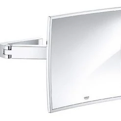 GROHE Selection Cube 8-3/4 x 8-3/4 in. Glass and Metal Cube Cosmetic Mirror in Polished Chrome
