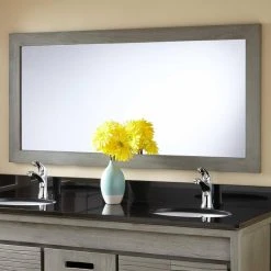 Signature Hardware Wulan 55-1/4 in. Rectangular Mirror in Grey Wash