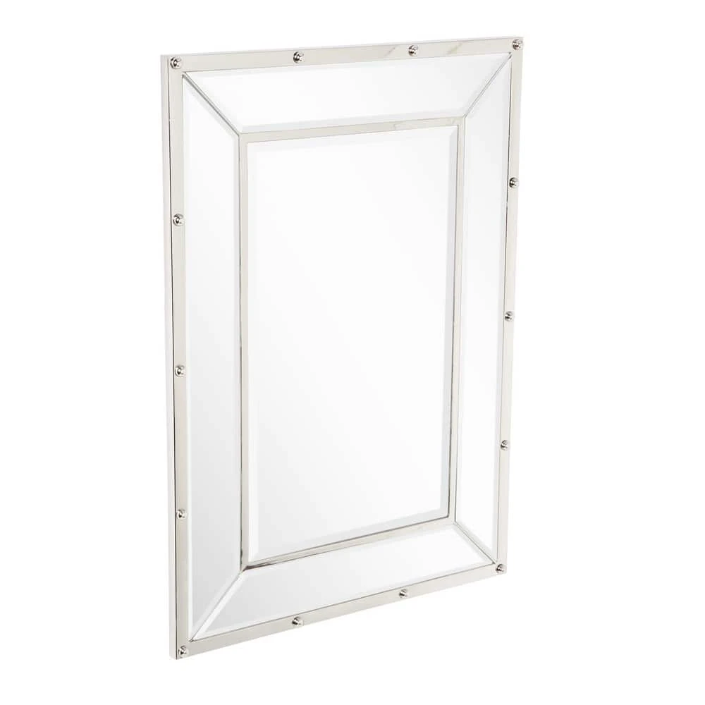 Signature Hardware Joanei 27-7/8 x 38-7/8 x 1-3/8 in. Rectangular Decorative Vanity Mirror in Nickel 3 Signature Hardware Joanei 27-7/8 x 38-7/8 x 1-3/8 in. Rectangular Decorative Vanity Mirror in Nickel - Image 3