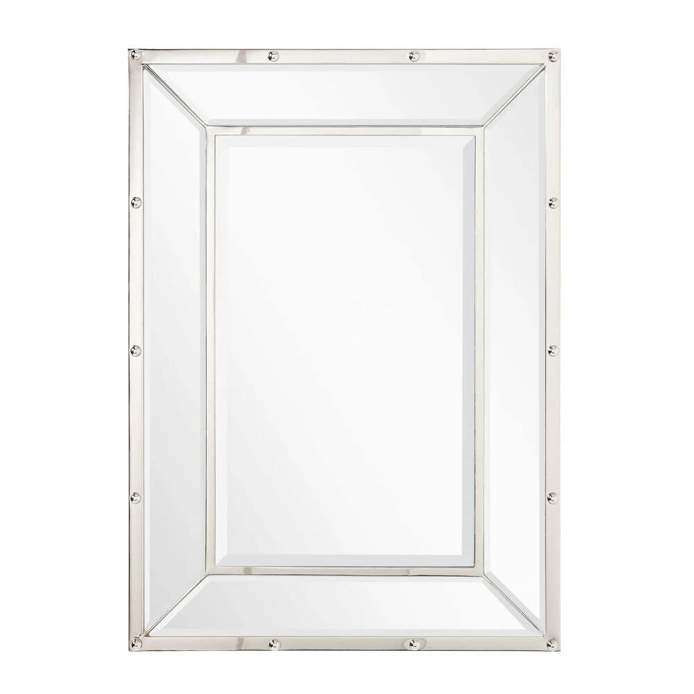 Signature Hardware Joanei 27-7/8 x 38-7/8 x 1-3/8 in. Rectangular Decorative Vanity Mirror in Nickel 4 Signature Hardware Joanei 27-7/8 x 38-7/8 x 1-3/8 in. Rectangular Decorative Vanity Mirror in Nickel - Image 4