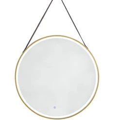 James Martin Vanities 27-5/8 in. Round LED Mirror in Brushed Gold