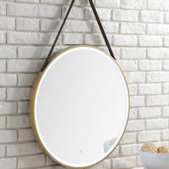 James Martin Vanities 27-5/8 in. Round LED Mirror in Brushed Gold -Lotus & Windoware, Inc. Shop Query 1060