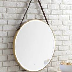 James Martin Vanities 27-5/8 in. Round LED Mirror in Brushed Gold -Lotus & Windoware, Inc. Shop Query 1062
