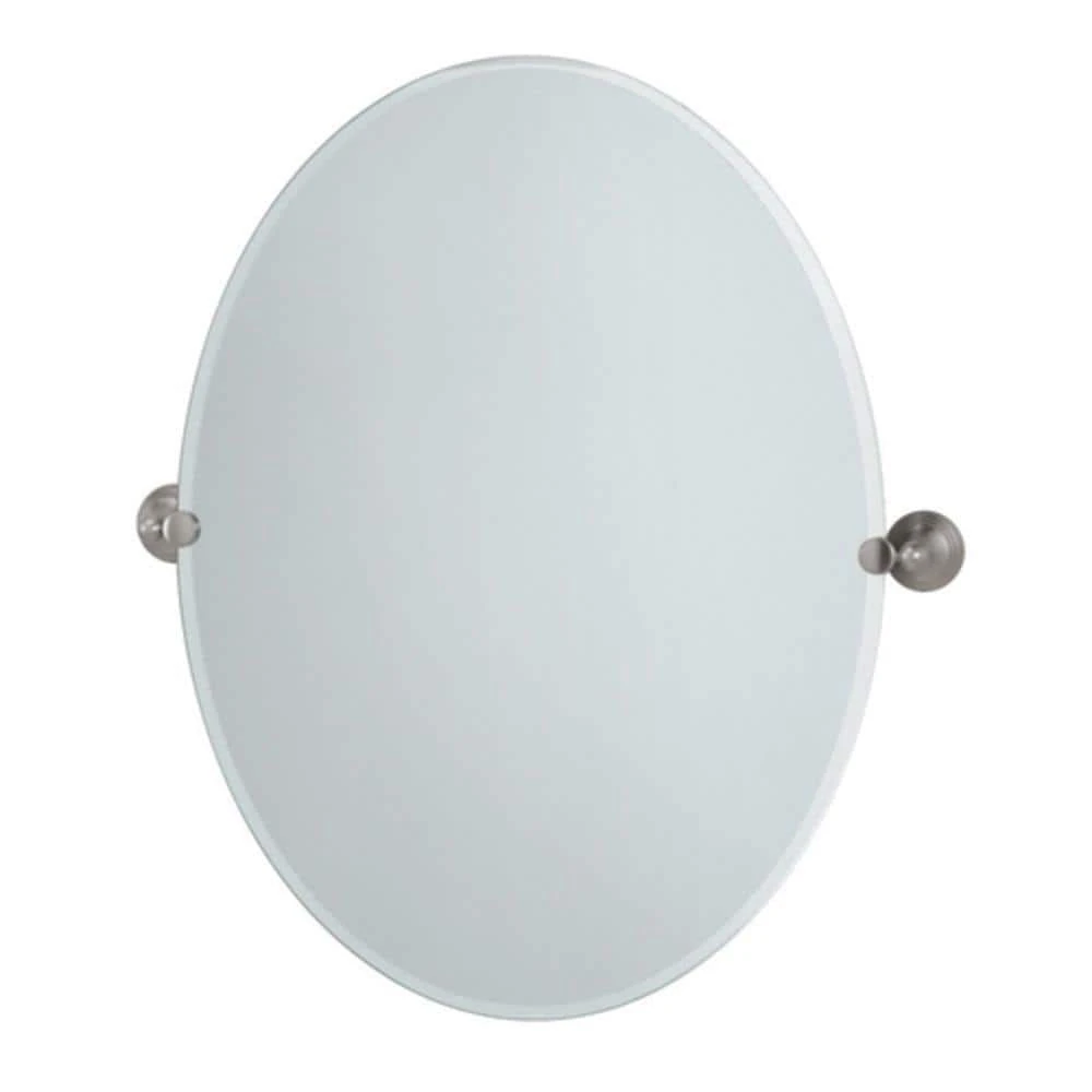 Gatco Charlotte 32 x 24 in. Frameless Oval Mirror in Satin Nickel 1 Gatco Charlotte 32 x 24 in. Frameless Oval Mirror in Satin Nickel