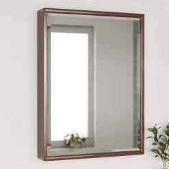 James Martin Vanities 31-1/2 x 23-5/8 in. Rectangular Mirror in Mid Century Walnut