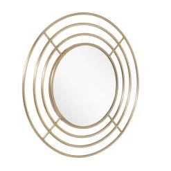 Signature Hardware Reka 30-3/4 x 7/8 in. Round Decorative Vanity Mirror in Antique Brass -Lotus & Windoware, Inc. Shop Query 1184