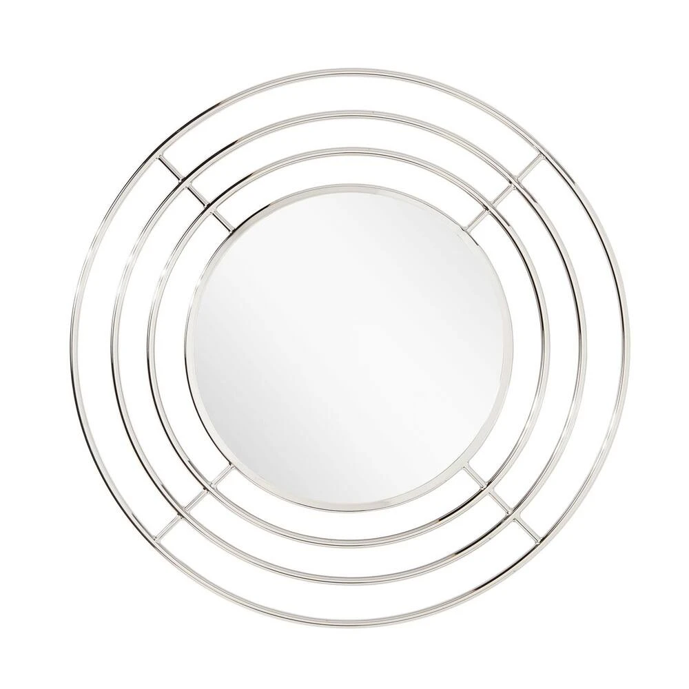 Signature Hardware Reka 30-3/4 x 7/8 in. Round Decorative Vanity Mirror in Nickel 4 Signature Hardware Reka 30-3/4 x 7/8 in. Round Decorative Vanity Mirror in Nickel - Image 4