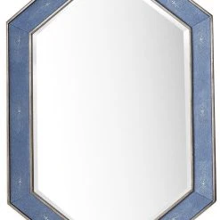 James Martin Vanities Tangent 30 in. Mirror, Silver with Delft Blue