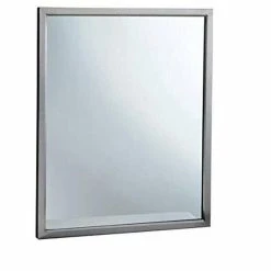 Bobrick 36 in. Welded Frame Tempered Glass Mirror in Satin