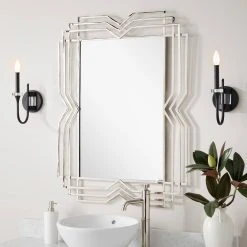 Signature Hardware Solandra 29-3/4 x 39-5/8 x 1 in. Rectangular Decorative Vanity Mirror in Black Powder Coat -Lotus & Windoware, Inc. Shop Query 1229