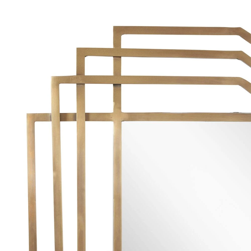 Signature Hardware Solandra 29-3/4 x 39-5/8 x 1 in. Rectangular Decorative Vanity Mirror in Antique Brass 4 Signature Hardware Solandra 29-3/4 x 39-5/8 x 1 in. Rectangular Decorative Vanity Mirror in Antique Brass - Image 4