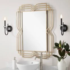 Signature Hardware Solandra 29-3/4 x 39-5/8 x 1 in. Rectangular Decorative Vanity Mirror in Nickel 9 Signature Hardware Solandra 29-3/4 x 39-5/8 x 1 in. Rectangular Decorative Vanity Mirror in Nickel -Lotus & Windoware, Inc. Shop Query 1240