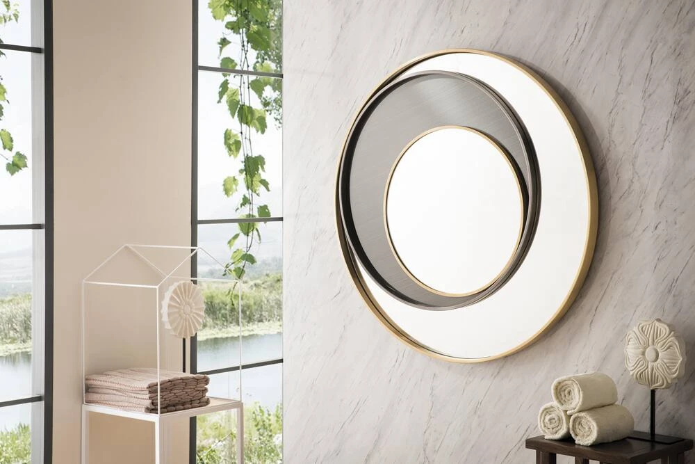 James Martin Vanities 35-3/8 in. Round Mirror in Radiant Gold and Onyx 2 James Martin Vanities 35-3/8 in. Round Mirror in Radiant Gold and Onyx - Image 2