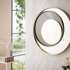 James Martin Vanities 35-3/8 in. Round Mirror in Radiant Gold and Onyx 6 James Martin Vanities 35-3/8 in. Round Mirror in Radiant Gold and Onyx -Lotus & Windoware, Inc. Shop Query 1274