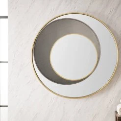 James Martin Vanities 35-3/8 in. Round Mirror in Radiant Gold and Onyx 7 James Martin Vanities 35-3/8 in. Round Mirror in Radiant Gold and Onyx -Lotus & Windoware, Inc. Shop Query 1275