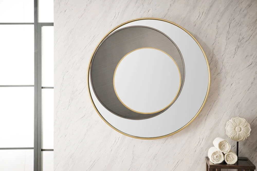 James Martin Vanities 35-3/8 in. Round Mirror in Radiant Gold and Onyx 4 James Martin Vanities 35-3/8 in. Round Mirror in Radiant Gold and Onyx - Image 4