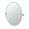 Gatco Marina 28-1/2 in. Large Framed Oval Mirror in Satin Nickel