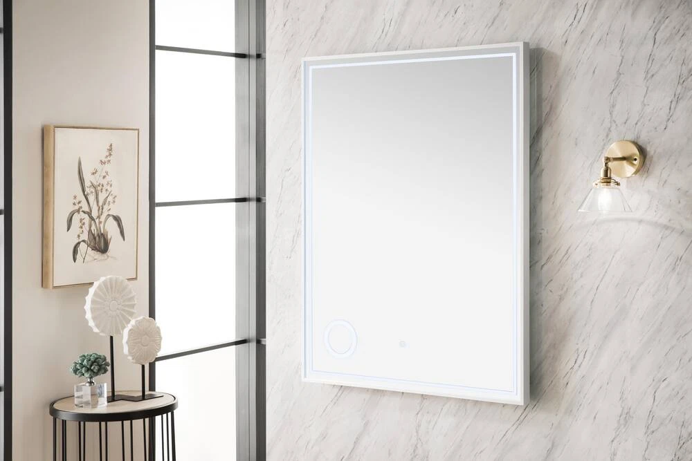 James Martin Vanities 29-1/2 in. Rectangular LED Mirror in Glossy White 4 James Martin Vanities 29-1/2 in. Rectangular LED Mirror in Glossy White - Image 4