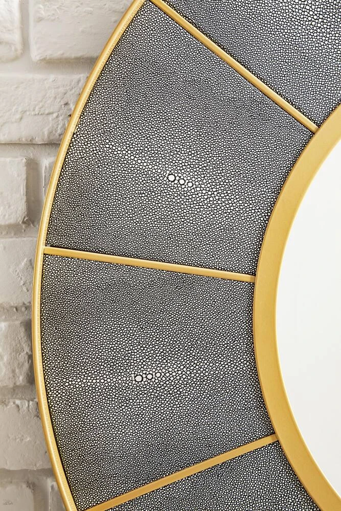 James Martin Vanities 35-3/8 in. Round Mirror in Crimson Gold and Shagreen Platinum 2 James Martin Vanities 35-3/8 in. Round Mirror in Crimson Gold and Shagreen Platinum - Image 2