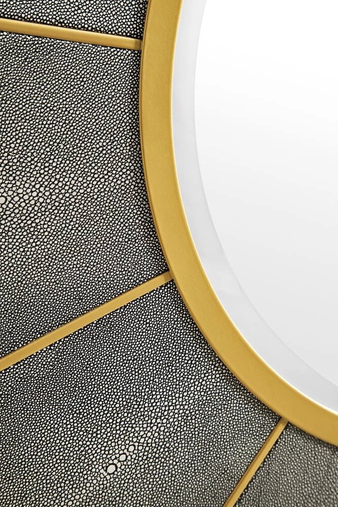 James Martin Vanities 35-3/8 in. Round Mirror in Crimson Gold and Shagreen Platinum 3 James Martin Vanities 35-3/8 in. Round Mirror in Crimson Gold and Shagreen Platinum - Image 3