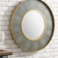 James Martin Vanities 35-3/8 in. Round Mirror in Crimson Gold and Shagreen Platinum 9 James Martin Vanities 35-3/8 in. Round Mirror in Crimson Gold and Shagreen Platinum -Lotus & Windoware, Inc. Shop Query 1325