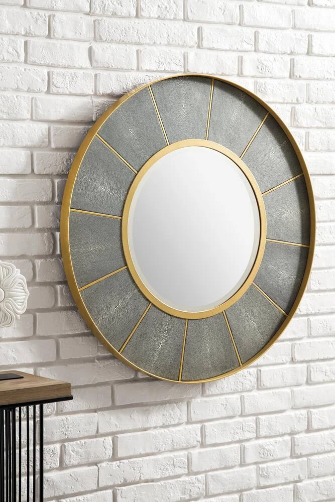 James Martin Vanities 35-3/8 in. Round Mirror in Crimson Gold and Shagreen Platinum 4 James Martin Vanities 35-3/8 in. Round Mirror in Crimson Gold and Shagreen Platinum - Image 4