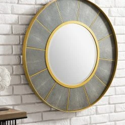 James Martin Vanities 35-3/8 in. Round Mirror in Crimson Gold and Shagreen Platinum 10 James Martin Vanities 35-3/8 in. Round Mirror in Crimson Gold and Shagreen Platinum -Lotus & Windoware, Inc. Shop Query 1326