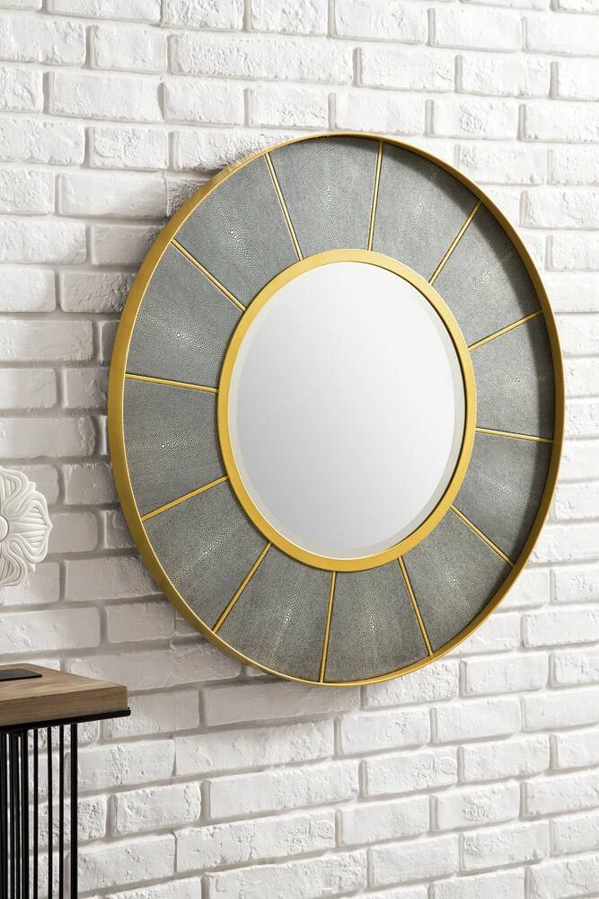 James Martin Vanities 35-3/8 in. Round Mirror in Crimson Gold and Shagreen Platinum 5 James Martin Vanities 35-3/8 in. Round Mirror in Crimson Gold and Shagreen Platinum - Image 5