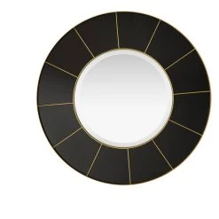 James Martin Vanities 35-3/8 in. Round Mirror in Radiant Gold and Glossy Black