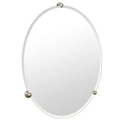 Gatco 27 x 20 in. Frameless Oval Mirror in Satin Nickel