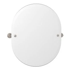 Perrin & Rowe Matheson™ 24-1/2 X 23-3/8 in. Oval Frameless Mirror in Satin Nickel