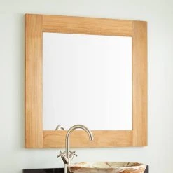 Signature Hardware Bastian 30 in. Teak Vanity Mirror in Natural Wood