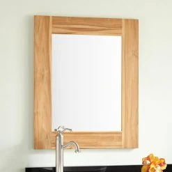 Signature Hardware Bastian 24 in. Teak Vanity Mirror in Natural Wood