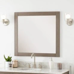 Signature Hardware Fallbrook 34 in. Rectangular Vanity Mirror in Ash Brown