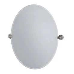Gatco 32 x 23-1/2 in. Oval Mirror in Satin Nickel