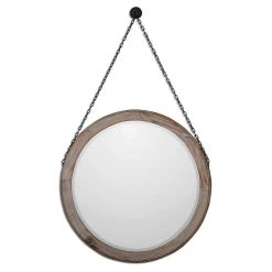 Uttermost Company Loughlin Wood Round Mirror in Rustic Bronze