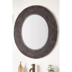 Signature Hardware Natoma 28 in. Iron Vanity Mirror in Brown Powder Coat/Gold