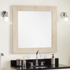 Signature Hardware Maysville 34 in. Square Vanity Mirror in White Wash