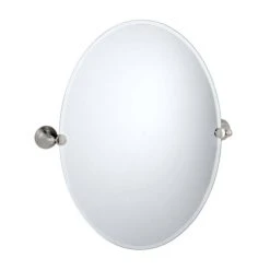 Gatco Charlotte 26-1/2 x 19-1/2 in. Zinc and Chrome Plated Wall Mount Frameless Oval Mirror in Satin Nickel