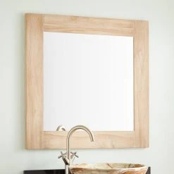 Signature Hardware Bastian 30 in. Teak Vanity Mirror in Whitewash