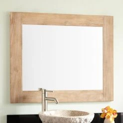 Signature Hardware Bastian 36 in. Teak Vanity Mirror in Whitewash
