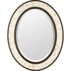 Quoizel Monterey Mosaic 30 x 24 in. Frame Oval Mirror in Malaga