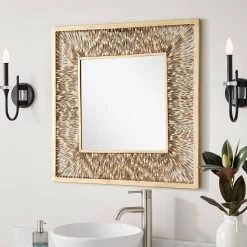 Signature Hardware Emsdale 30 x 30 x 1/2 in. Square Decorative Vanity Mirror in Gold Leaf -Lotus & Windoware, Inc. Shop Query 1498