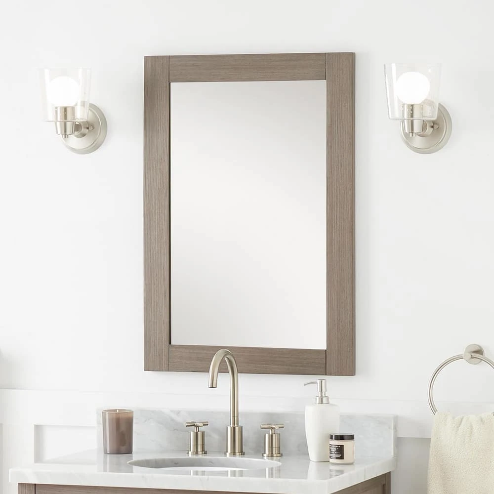 Signature Hardware Fallbrook 22-1/8 in. Rectangular Vanity Mirror in Ash Brown 1 Signature Hardware Fallbrook 22-1/8 in. Rectangular Vanity Mirror in Ash Brown