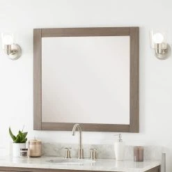 Signature Hardware Fallbrook 34 in. Rectangular Vanity Mirror in Ash Brown