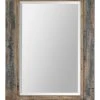 Uttermost Company Bozeman 38 x 28 in. Rectangle Mirror in Distressed Slate Blue, Aged Wood and Rusty Ivory (Less Frame)