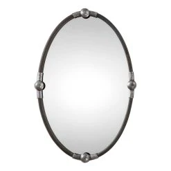 Uttermost Company Carrick 32 x 22 in. Frame Oval Mirror in Rust Black and Burnished Silver