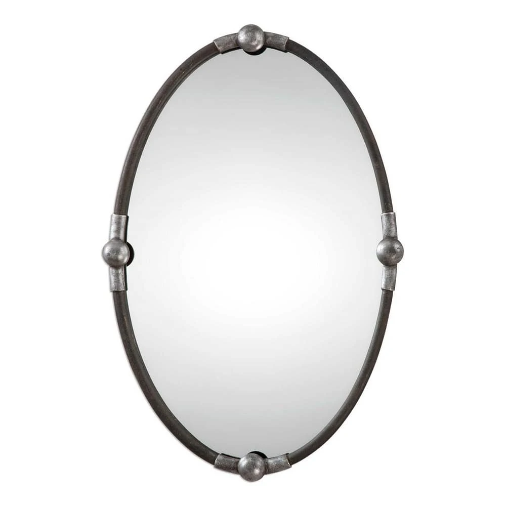 Uttermost Company Carrick 32 x 22 in. Frame Oval Mirror in Rust Black and Burnished Silver 1 Uttermost Company Carrick 32 x 22 in. Frame Oval Mirror in Rust Black and Burnished Silver