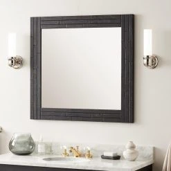 Signature Hardware Ansel 36 in. Rectangular Vanity Mirror in Rustic Black