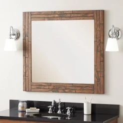 Signature Hardware Ansel 36 in. Rectangular Vanity Mirror in Farmhouse Brown